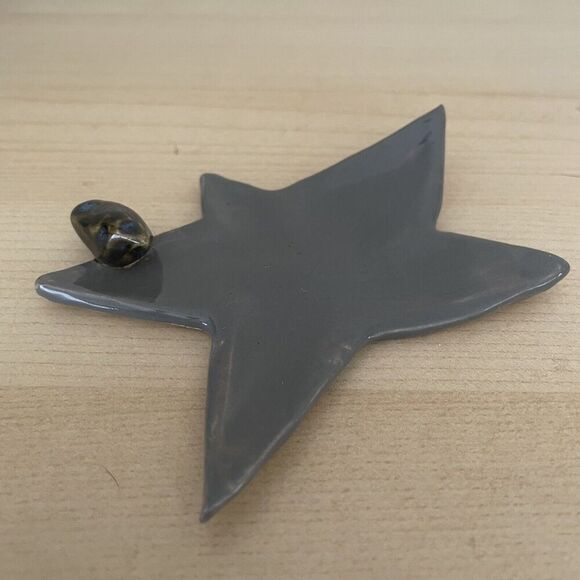 Handmade Jewelry Trinket Dish Star Birds Ceramic Clay Signed “Lean Dog Pottery” - Picture 3 of 10